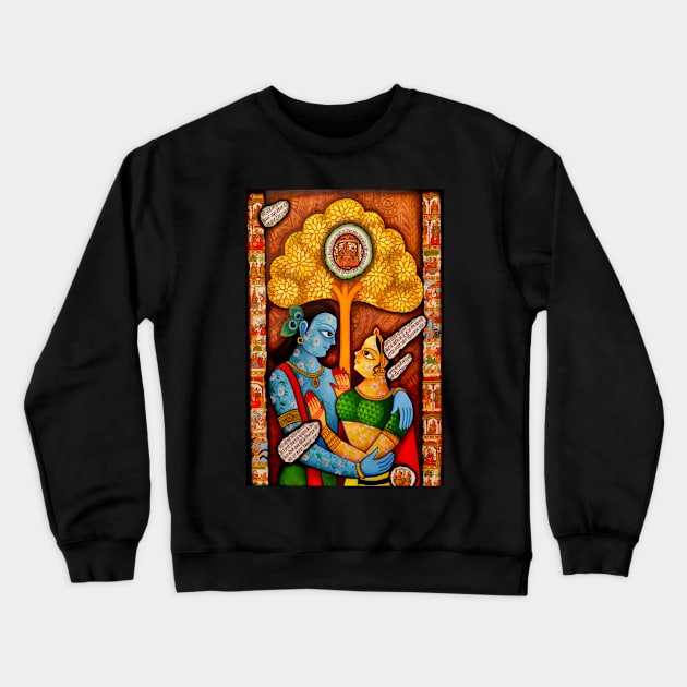 Radhe krishna couple hugg, cute love design for couples, folk painting Crewneck Sweatshirt by gopalpjoshi